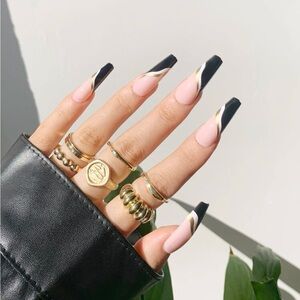 Coffin/Ballerina Shaped Press-On Nails
